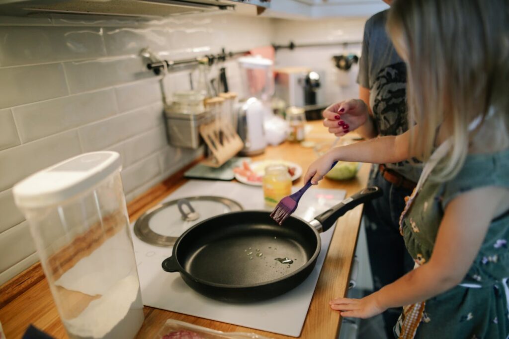 cooking in a new home kitchen.